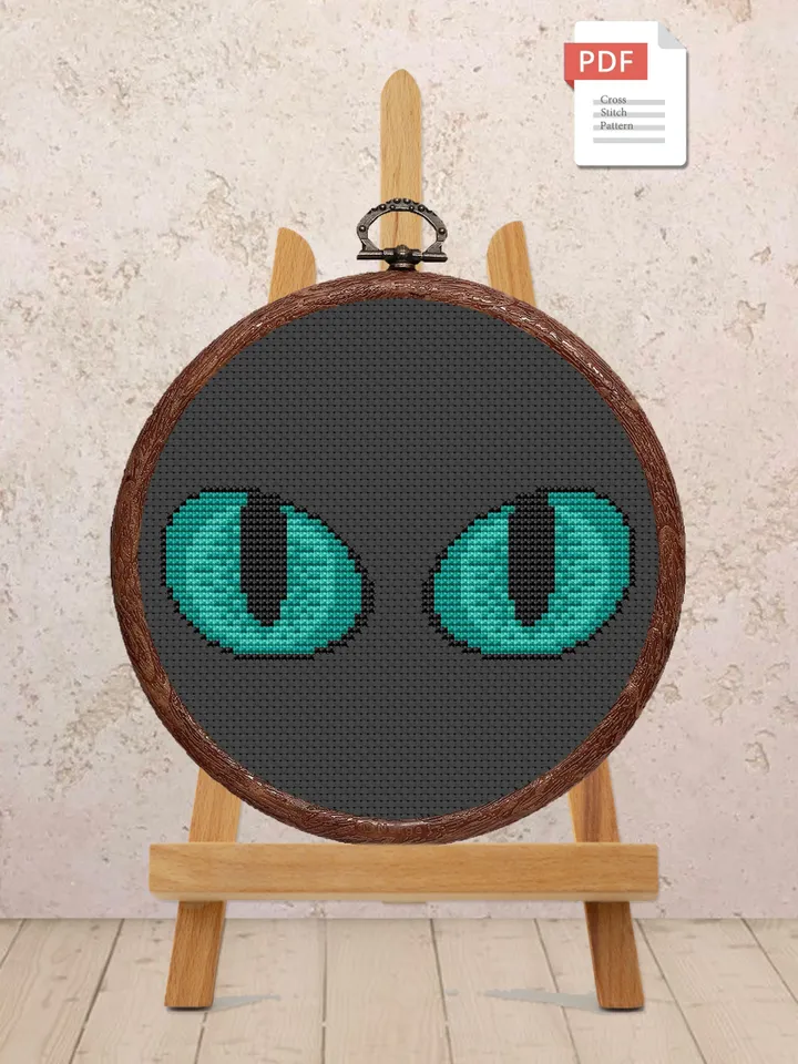 Cat's Eyes Cross Stitch Pattern, Cat Cross Stitch Pattern, Embroidery Cat, Animal Cross Stitch Pattern, Modern Cross Stitch Pattern #cat004