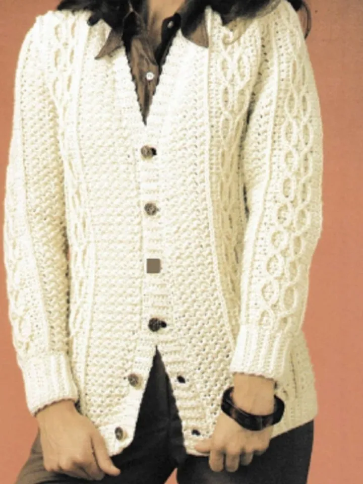 Cardigan crochet pattern, aran crochet cardigan, women knit card pdf pattern