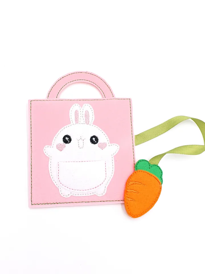 Bunny Quiet Book Page ITH Embroidery Design, Carrot Pocket Felt Activity Page, Toddler Travel Toy Pattern, 4x4 Hoop