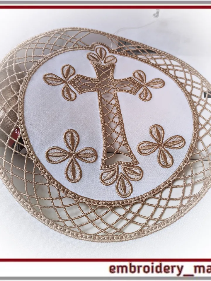 Easter Lace Cross Cutwork machine embroidery design