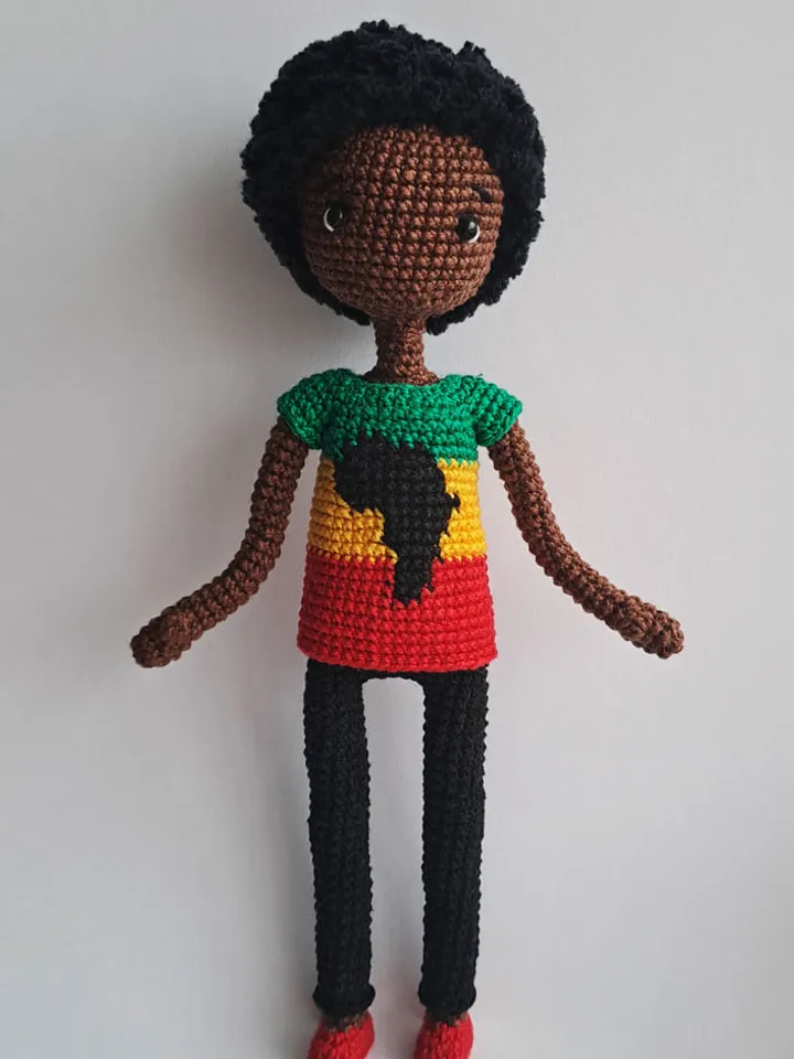 African doll pattern. African boy doll. Crochet african doll. Male african doll