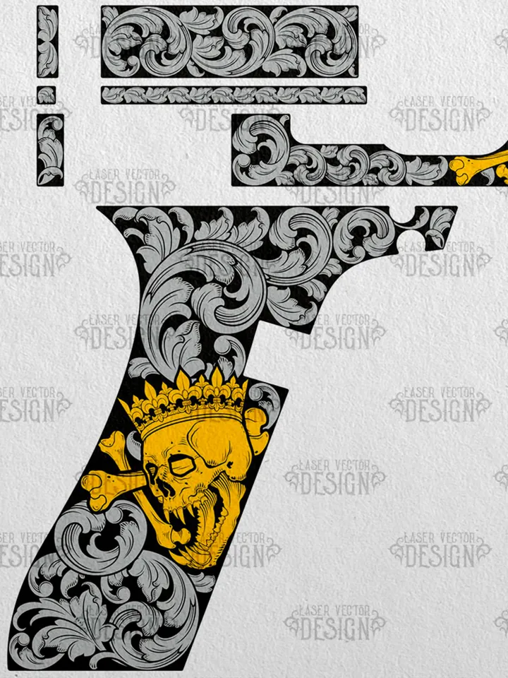 VECTOR DESIGN Glock 22 gen 4 Skull with crown and scrolls