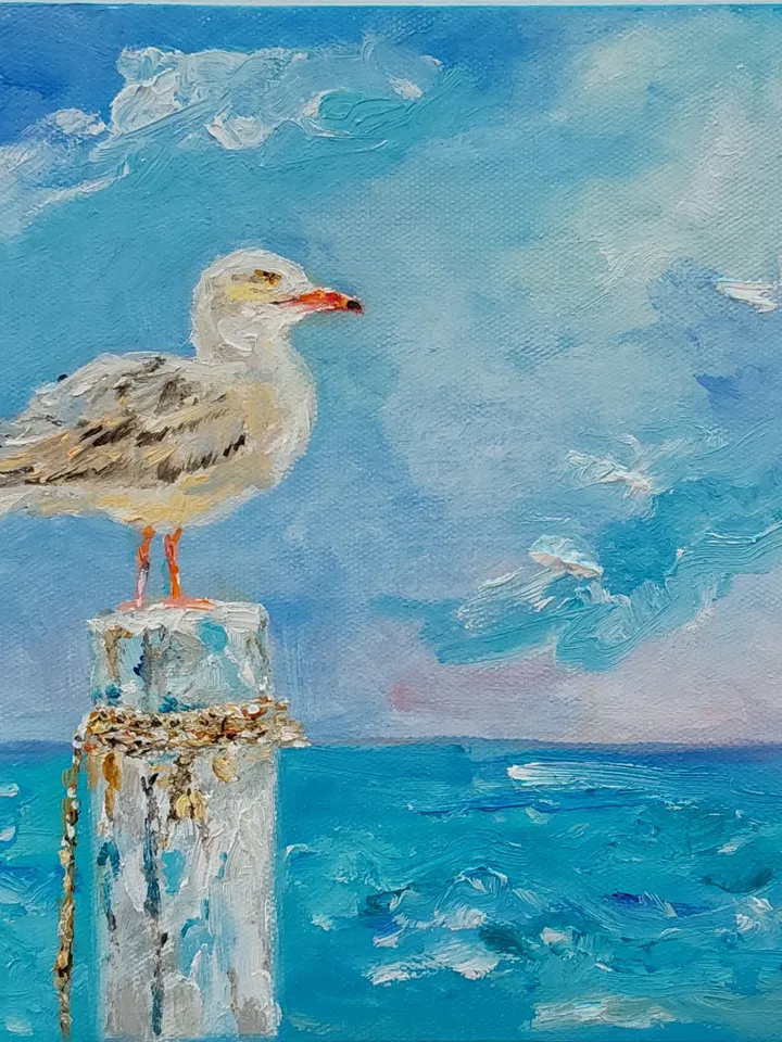 Gull oil painting 20x20cm (8x8 inches)