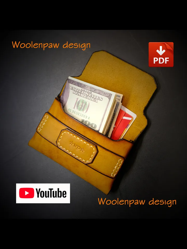 Leather pattern - Half-Stitchless ID card wallet, mini wallet, NS13