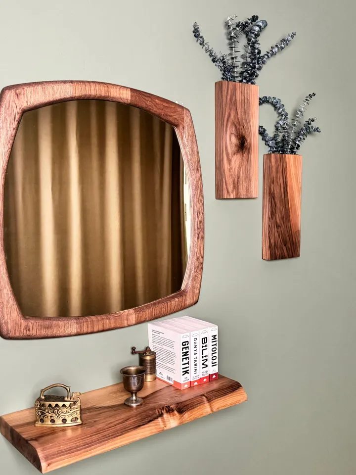 Square Mirror,White Oak Mirror, Walnut Framed Mirror, Mid Century Mirror, Organic Mirror, Wood Framed Mirror,Aesthetic mirror,Changing room.