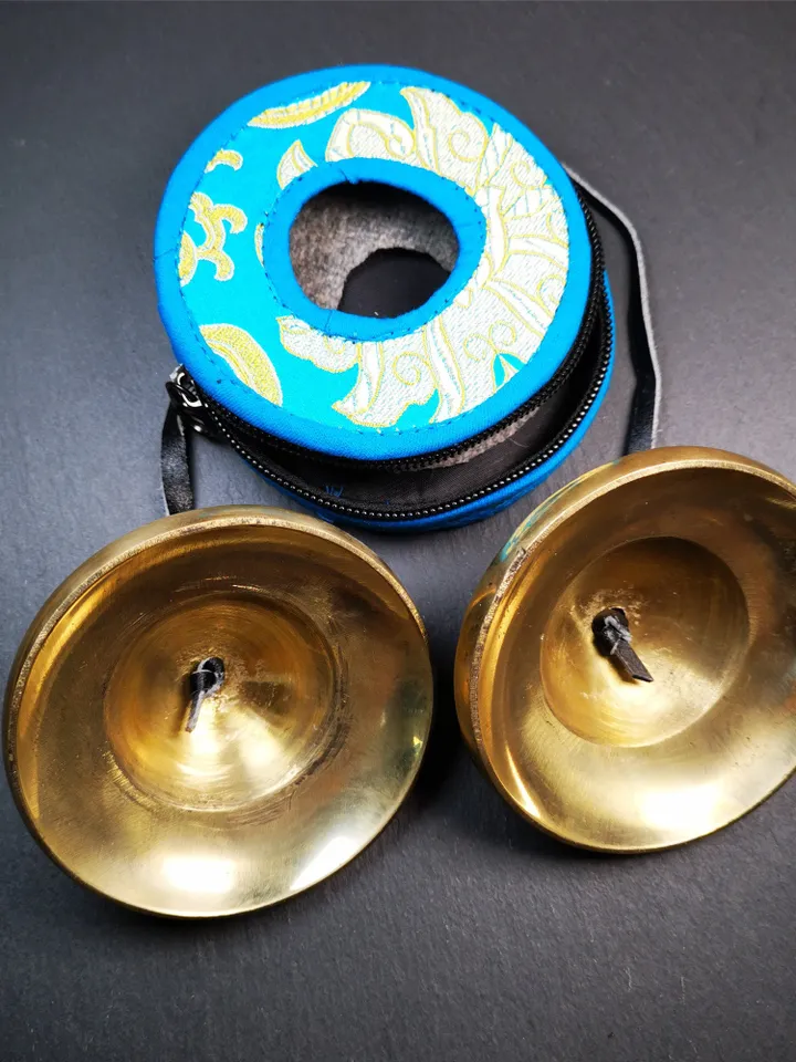 Gandhanra 9cm Tibetan Cymbals, Tingsha Bell,Buddhism Ritual Implement,Handmade in Nepal,Special OM Mantra