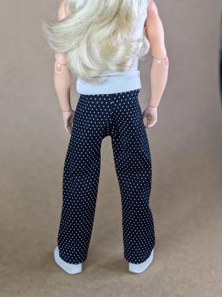 Black & white polka dot pants for 12-inch fashion male dolls