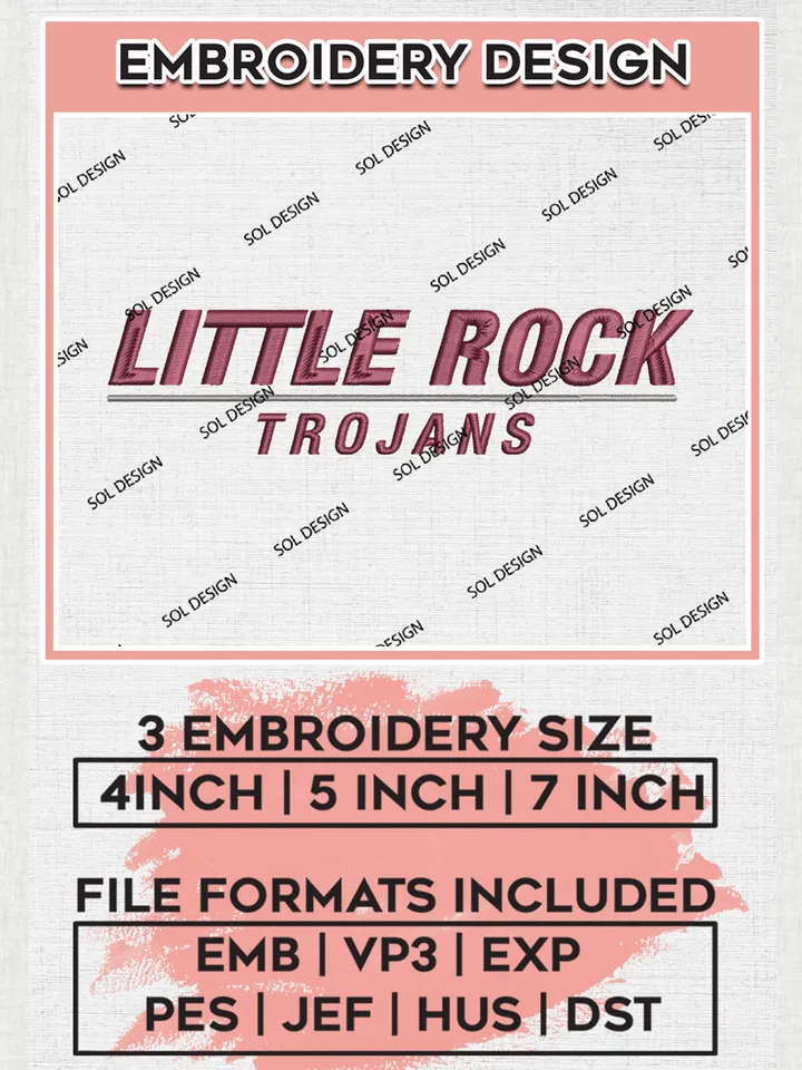 Little Rock Trojans Team Wordmark Logo Embroidery Design Files, NCAA Little Rock Trojans Machine Embroidery, NCAA Teams, 3 sizes, NCAA Machine embroidery designs, Digital Download