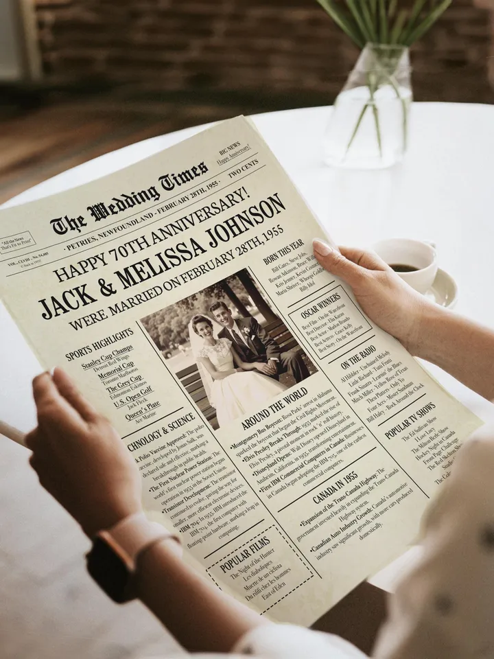 70th wedding anniversary gift for parents, 70th anniversary gifts for couples, Platinum anniversary gift for or husband or wife