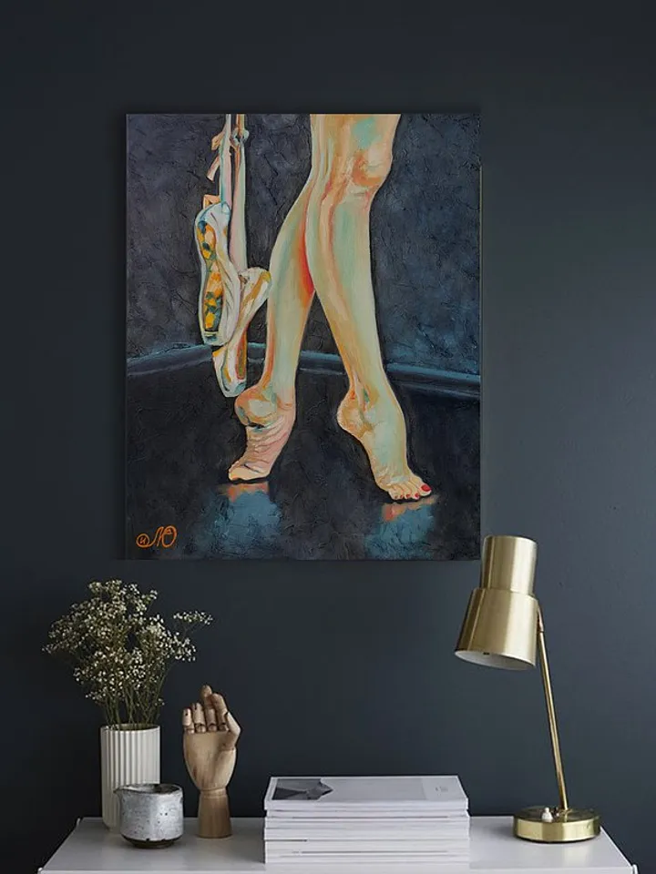 Female Foot Painting Ballerina Original Art Ballet Pointe Wall Art Oil Painting