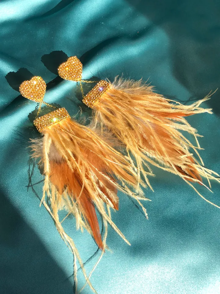 Feather and Crystal Earrings