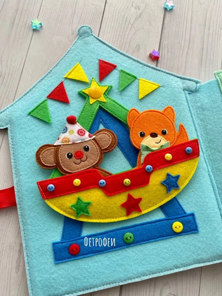 Circus Quiet book Pattern PDF, Activity Felt book pattern, Soft montessori book template, Quiet book sewing ideas for baby 1, 2, 3 year old