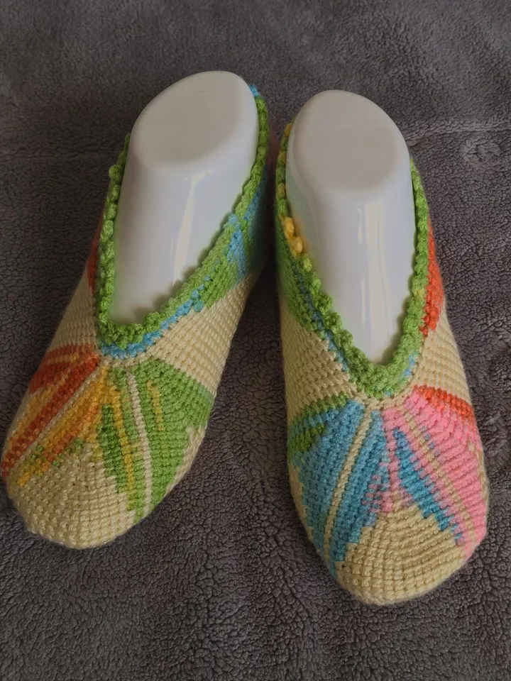 Handmade Colorful Tunisian Crochet Booties - Unique Women Gift