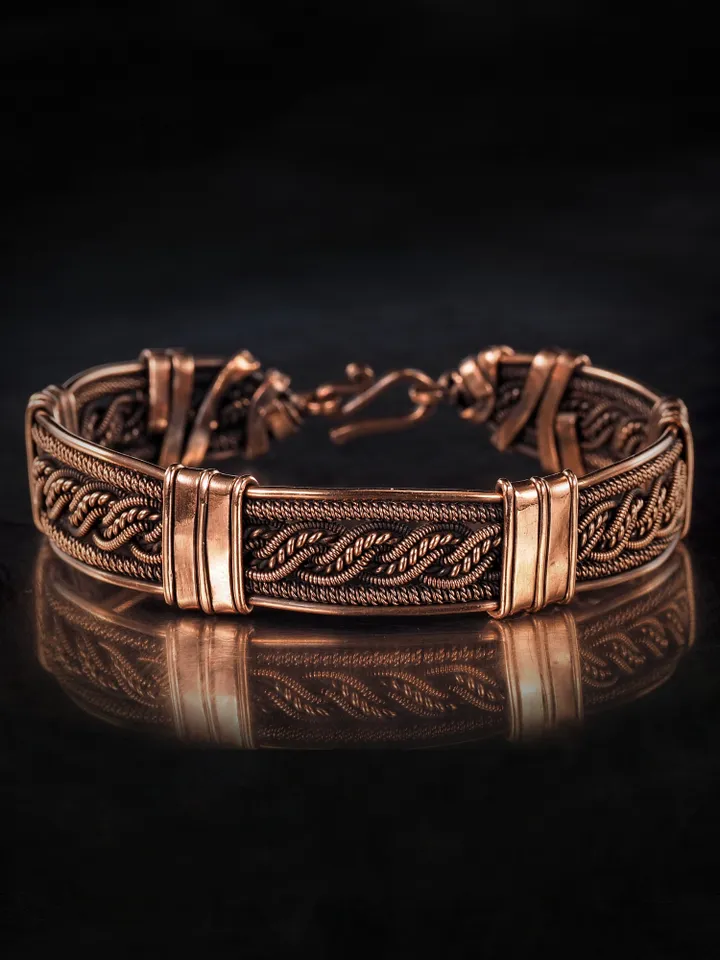 Woven copper wire bracelet Antique style handcrafted copper jewelry Unique gift