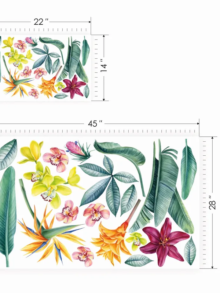 Tropical Palm leaf Wall Decals Greenery Leaves Mirror Stickers el101