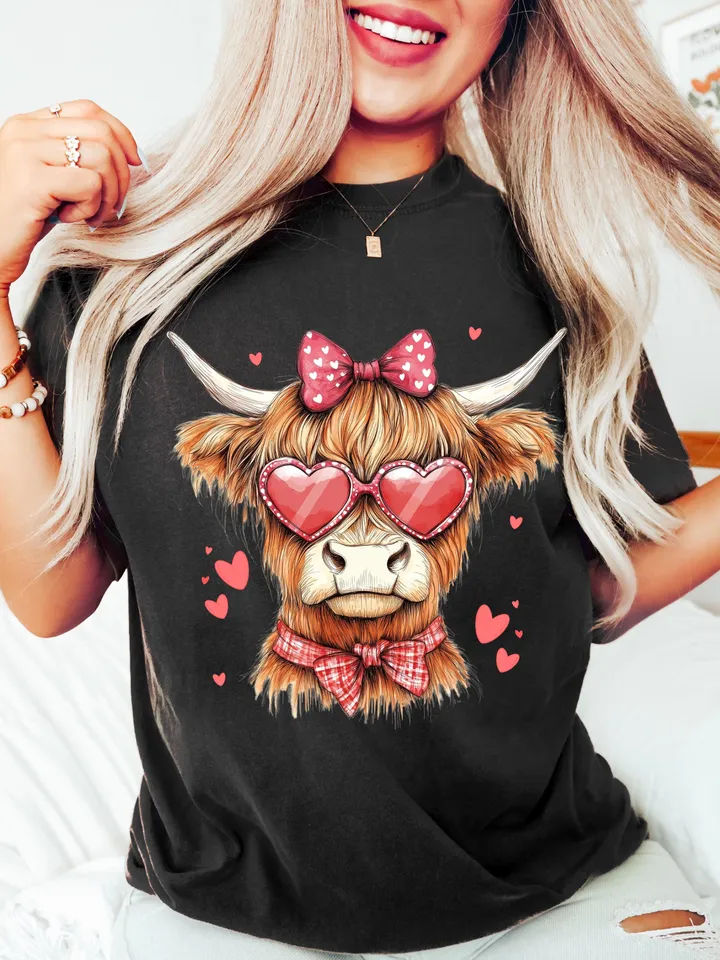 Highland Cow png, Valentine Coquette Png, Valentine's Day, Retro Valentine Png, Valentine Heart Png, Love Png, Sublimation Designs