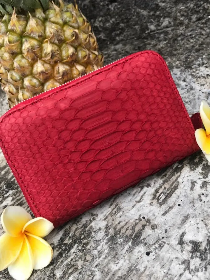 Genuine python skin red wallet | Small wallet | Exotic leather wallet | Women wallet | Snake trendy Wallet | Snakeskin designer wallet