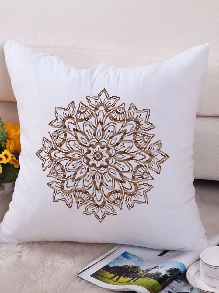 Flower mandala cross stitch pattern download PDF Monochrome cross stitch Floral mandala digital Floral cross stitch Beginner stitch #M169