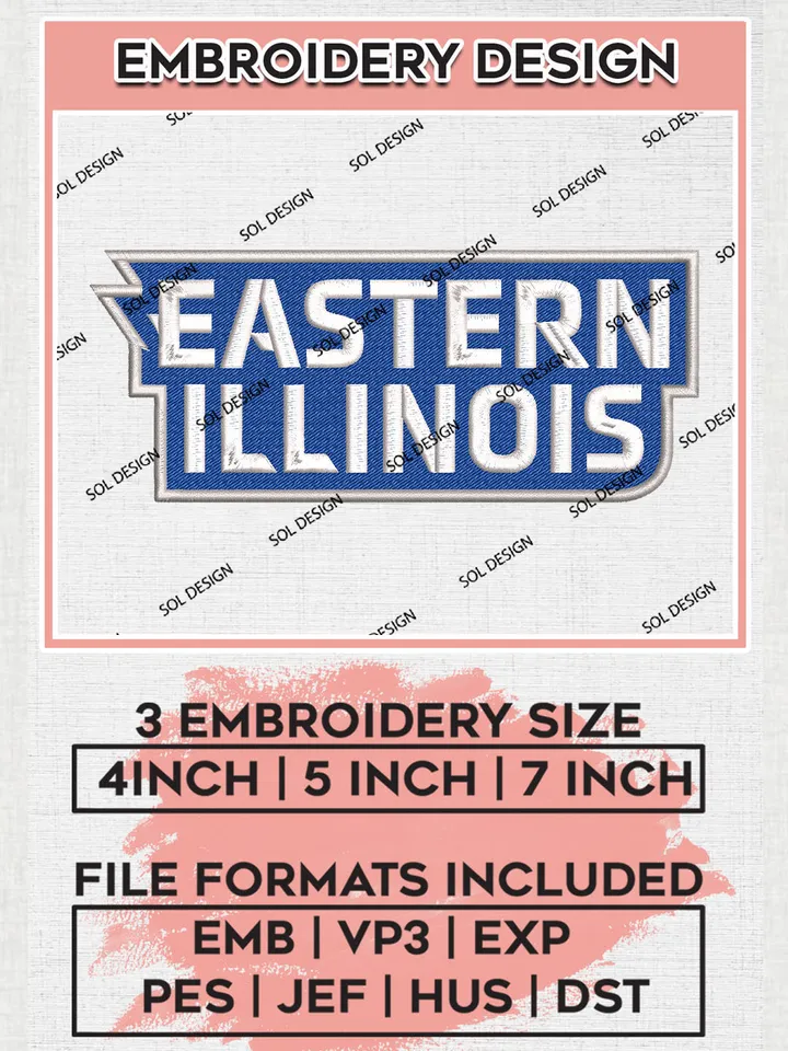 NCAA Eastern Illinois College Team Word Logo Embroidery Design Files, NCAA Eastern Illinois Panthers Machine Embroidery, NCAA Teams, 3 sizes, NCAA Machine embroidery designs, Digital Download