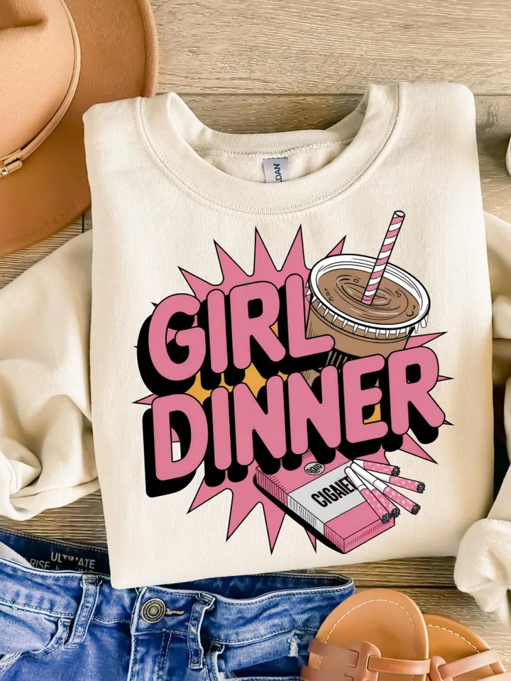 Girl Dinner PNG, Ice Coffee png, Trending png,Funny PNG,Girly girlhood vintage retro gen z humor, Trendy PNG,Popular png,Funny Viral phrase