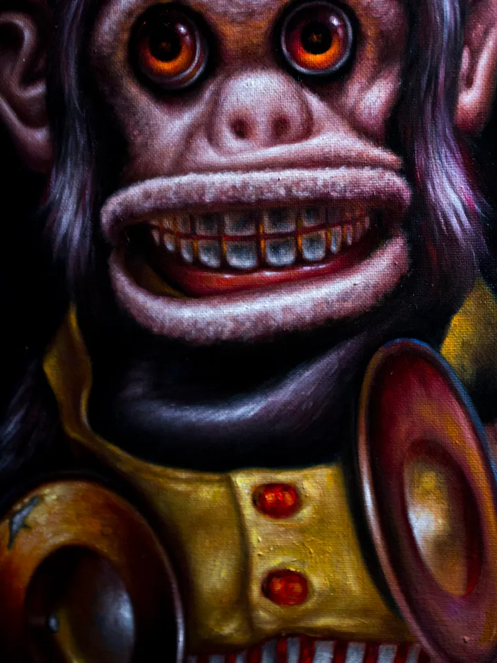 Oil painting The Monkey Jolly Chimp
