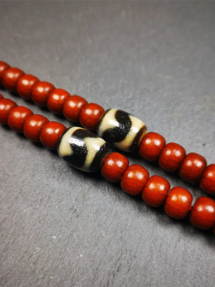 Gandhanra Tibetan Tiger Tooth Dzi Bead Accessories,Dzi Spacer Beads,Marker Beads for Mala Necklace,0.47" × 0.6"