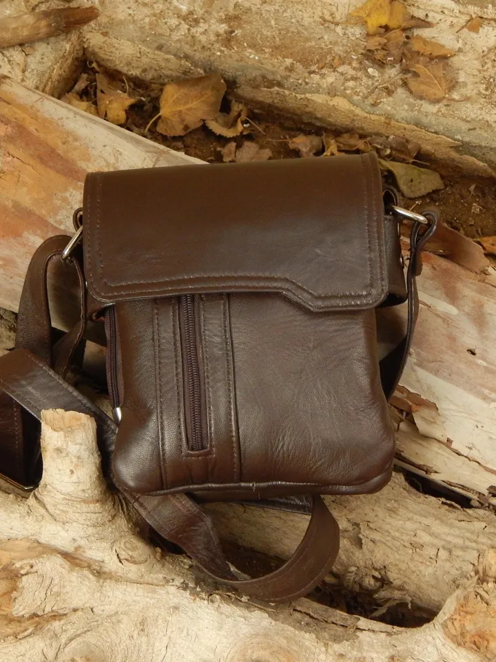 Leather Shoulder Bag, Handmade Crossbody Bag, Everyday Durable Bag, Zippered shoulder bag, Mens purse with a flap, Unique Gift for Him