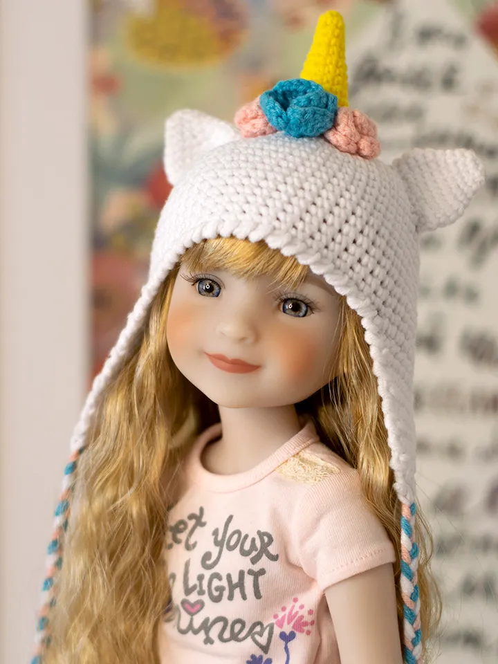Unicorn hat with ears for doll Ruby Red Fashion Friends doll 14.5 inch, RRFF Halloween costume, Ruby Red doll clothes