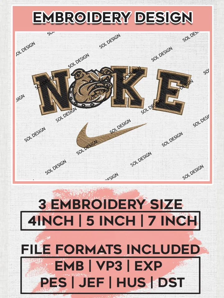 Nike Bryant Bulldogs Machine Embroidery Design, NCAA Bryant Bulldogs Embroidery Design files, NCAA Logo Embroidery Designs, NCAA Machine Embroidery Designs, Digital Download