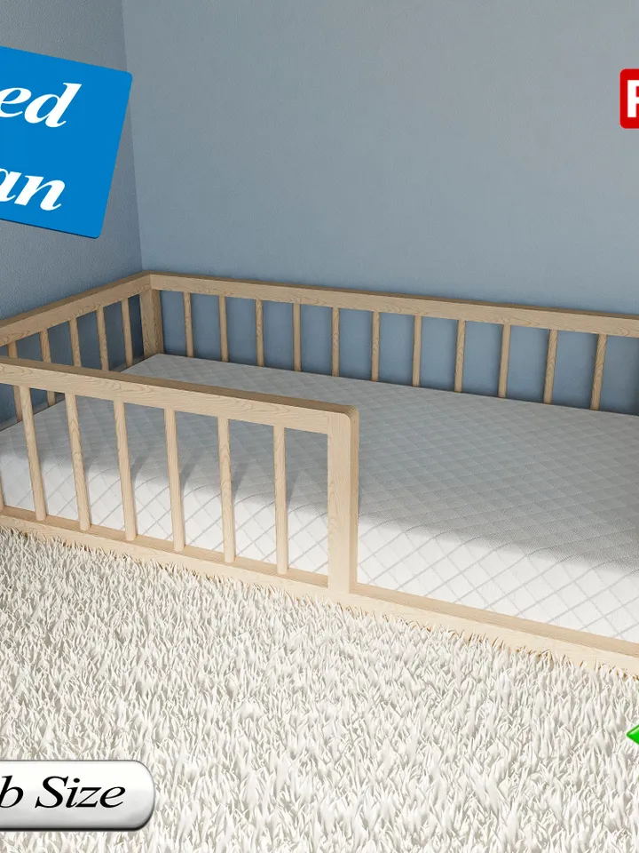 Montessori Floor Bed Plan, Crib Size, PDF, DIY