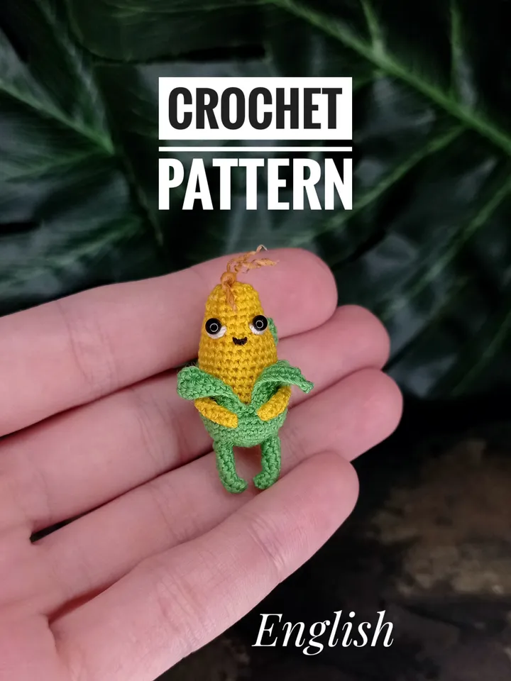PDF crochet pattern miniature corn. Crochet miniature pattern. Amigurumi corn toy pattern. DIY cute toy.