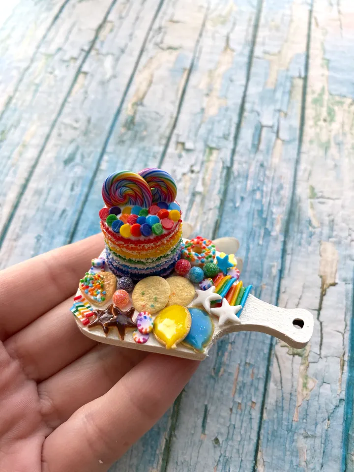Magnet Miniature Rainbow Charcuterie Board with Polymer clay Souvenir