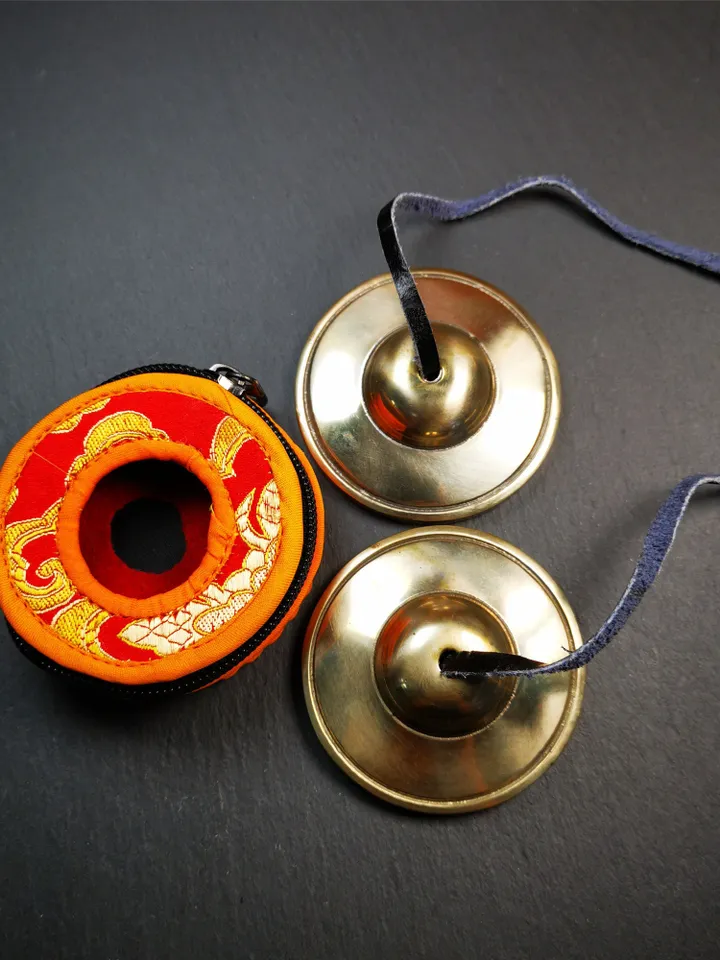 Gandhanra Customized Engrave Tibetan Cymbals,7cm / 2.75" Tingsha Bell,Buddhism Ritual Implement,Handmade in Nepal,Shiny Color
