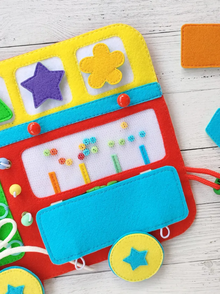 Felt montessori busy board pattern, Baby sensory board pdf, Quiet book pattern, Soft activity toys, Felt sewing pattern pdf for boys
