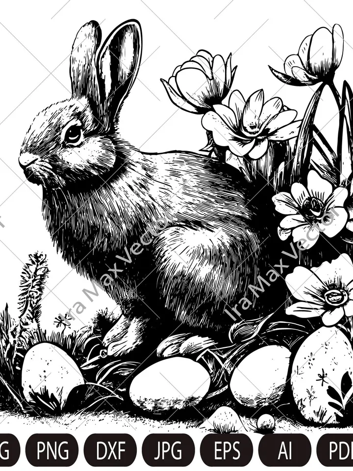 Floral Bunny SVG, Easter Bunny SVG, Happy Easter svg, Spring svg, Rabbit SVG Cut file, Flower Bunny svg, Animal Face svg,