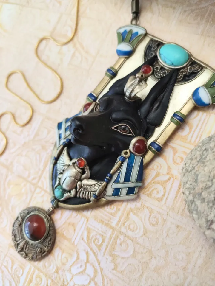 Anubis necklace, Egyptian jewelry, Ethnic necklace, Anubis pendant, Anubis jewelry