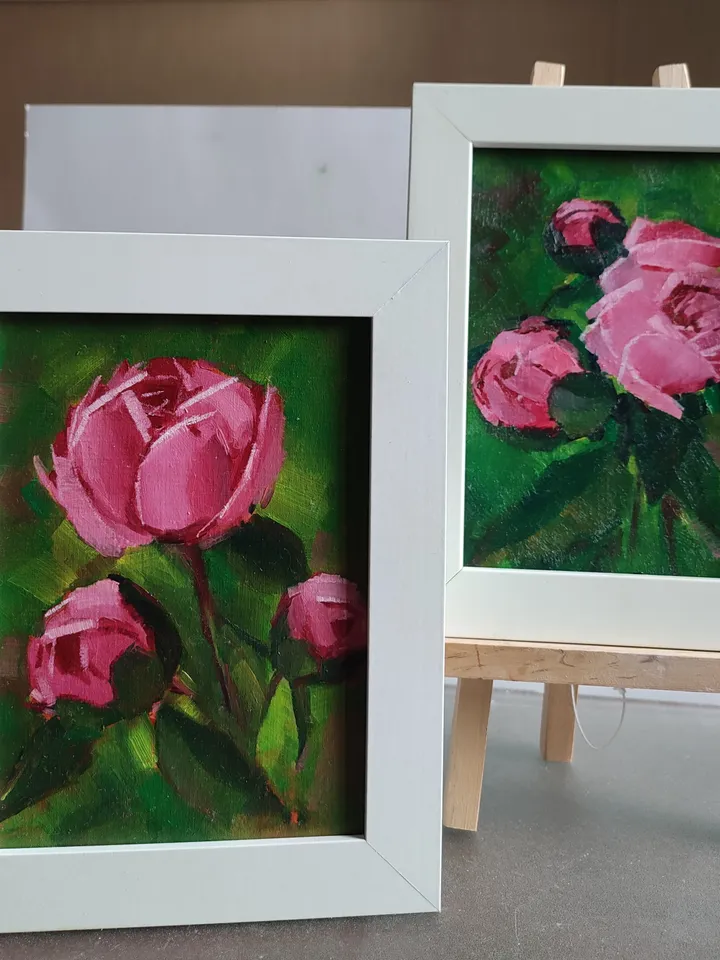 painting of Peonies oil on canvas 13*18cm