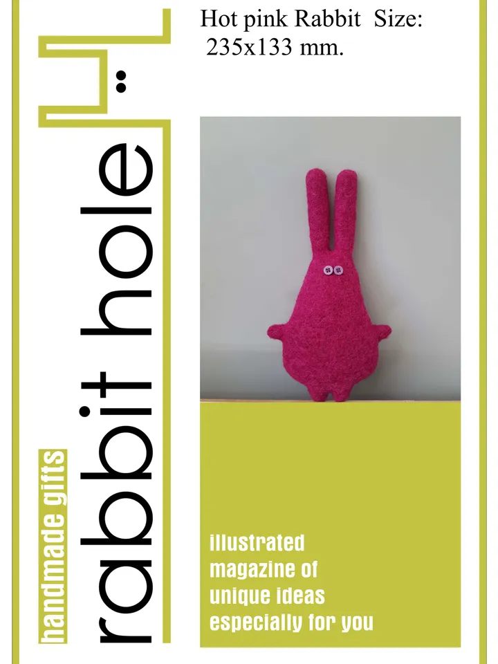 Pink rabbits sewing patterns PDF, set of 2 tutorials in English, rag doll sewing diy