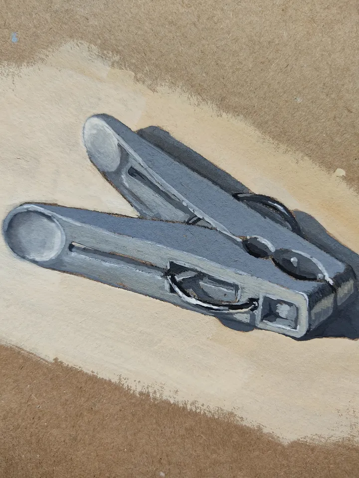 Clothespin. Original gouache painting.