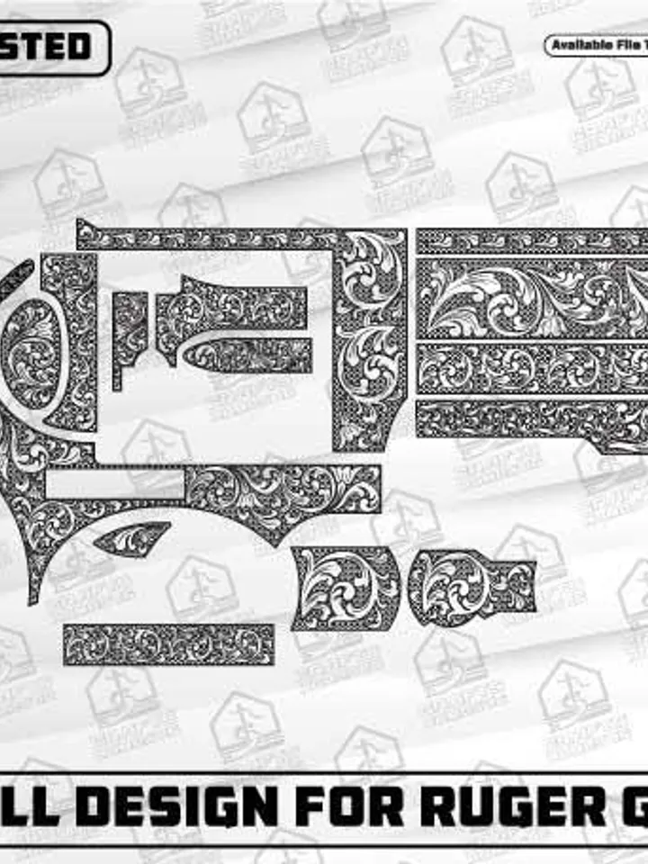 Ruger GP100 4 Inch Scroll Design SVG | Laser Cut/Engrave File