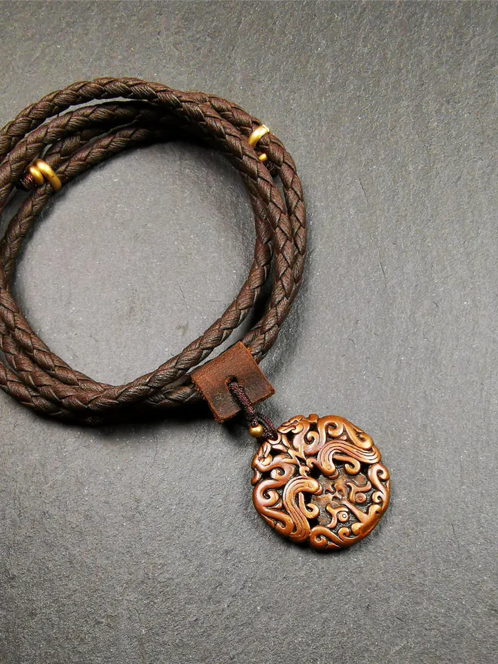 Gandhanra Antique Tibetan Amulet,Kirtimukha Pendant, Buddhist Dragon Badge, 60 Years Old