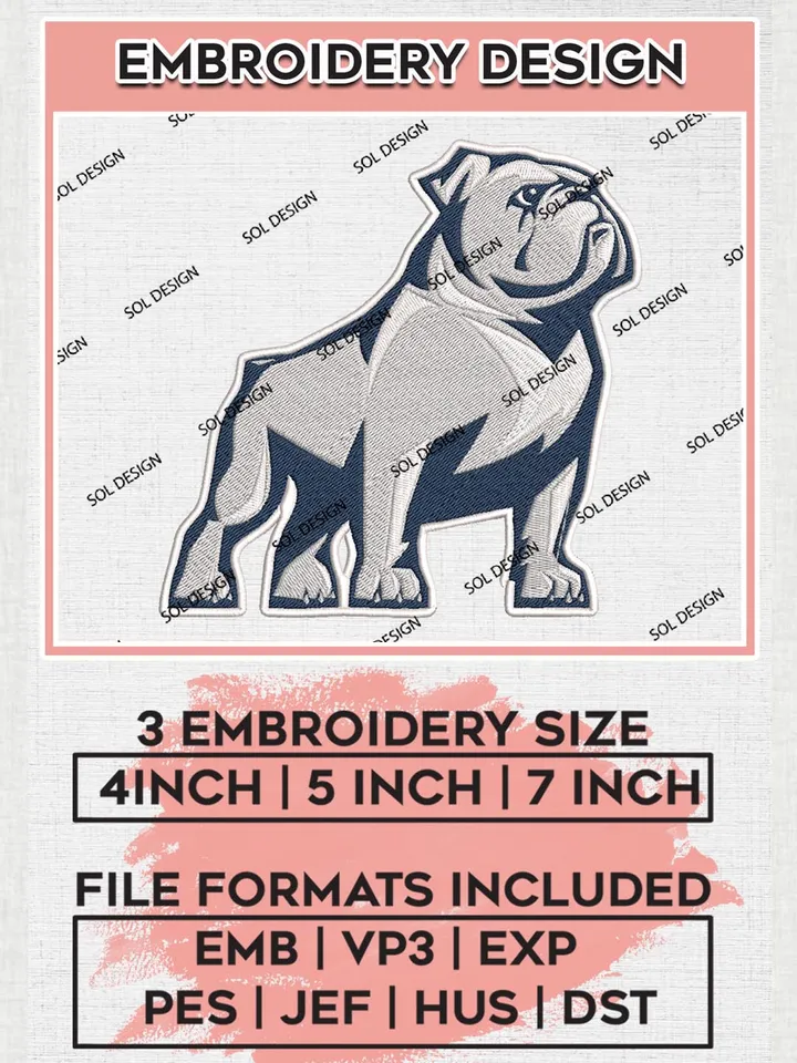 Samford Bulldogs Mascot Logo Machine Embroidery Design, NCAA Samford Bulldogs Embroidery Design Design files, NCAA Embroidery Designs, NCAA Machine Embroidery Designs, Digital Download