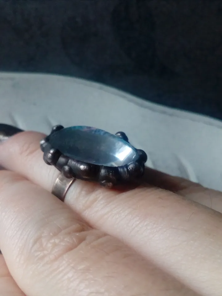 Chunky evil eye blue stained glass ring, Third eye witch ring, Halloween Cat eye ring, Dragon eye bijouterie