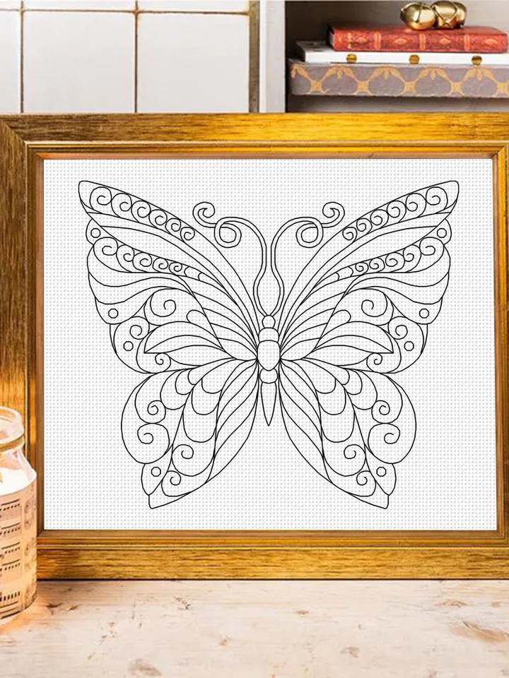 Mandala butterfly blackwork pattern PDF download Backstitch chart butterfly embroidery PDF, Butterfly ornament Blackwork embroidery #W28