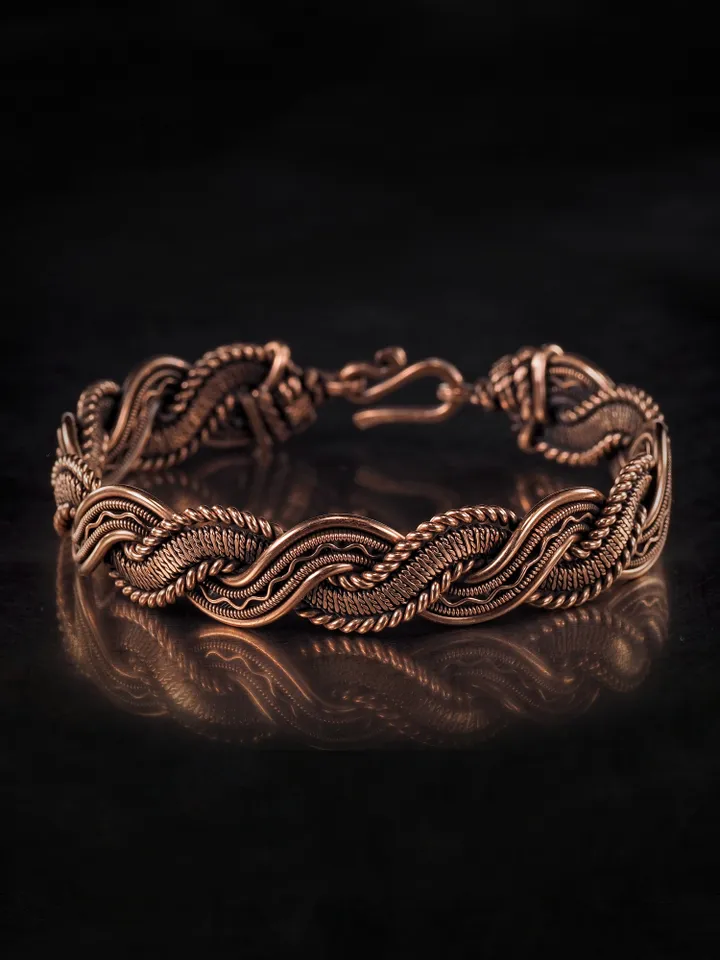 Woven copper wire bracelet Antique style handcrafted copper jewelry Unique gift