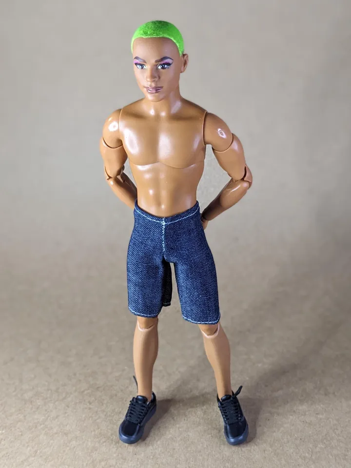 Blue shorts for 12 inch fashion male dolls