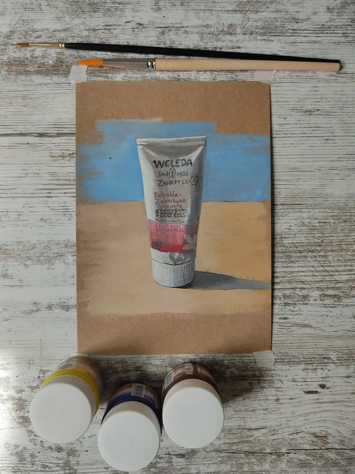 A Tube Of Toothpaste. Original gouache painting.