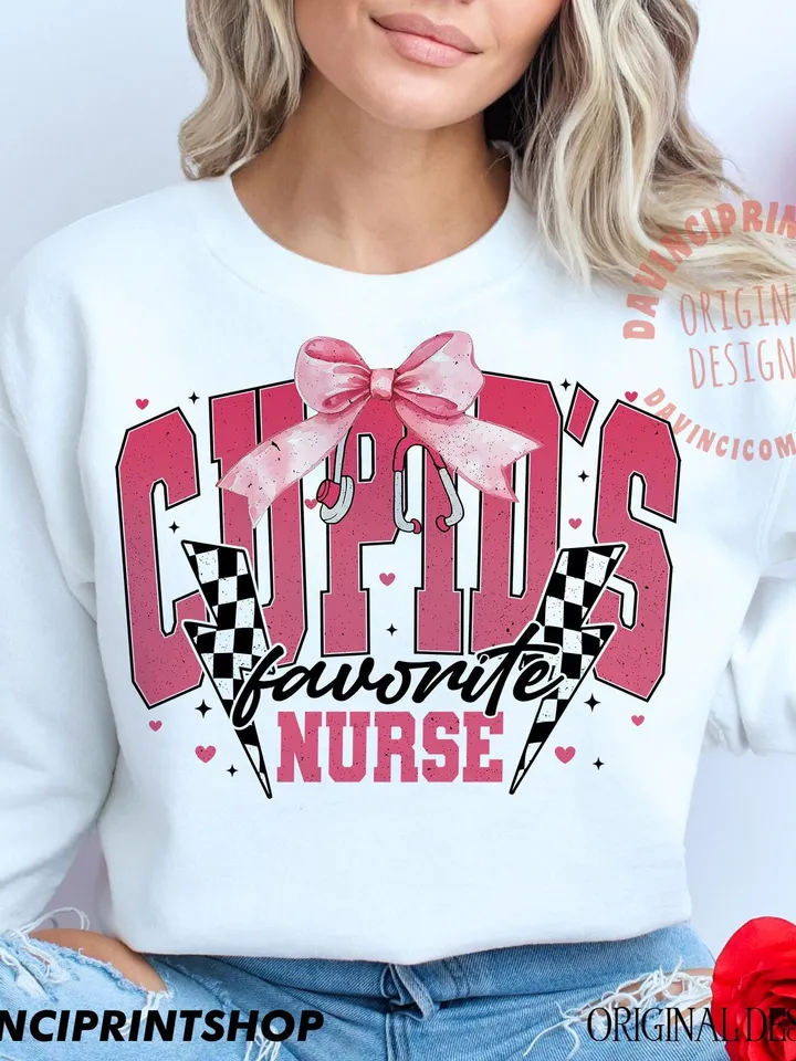 Cupid's favorite Nurse Png, Valentines Nurse png, Nurse life png, Nurse png, Valentines png, Coquette Bow Valentines, Nurse Gift, png design