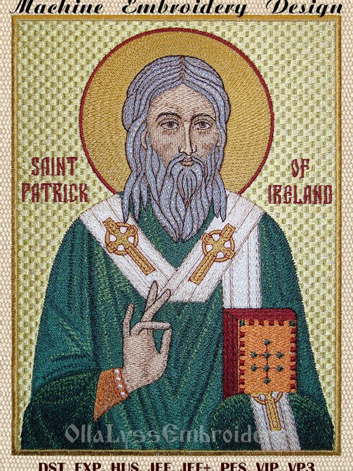 Saint Patrick Of Ireland Icon machine embroidery design