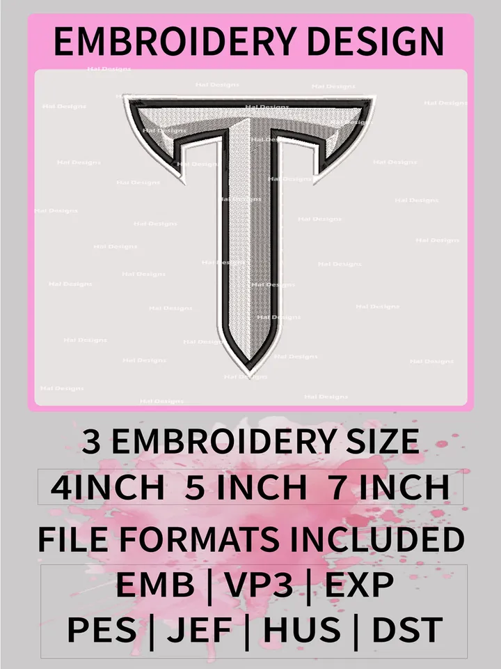NCAA Troy Trojans Embroidery File, 3 Sizes, 6 Formats, NCAA Machine Embroidery Design, NCAA Logo, NCAA Teams